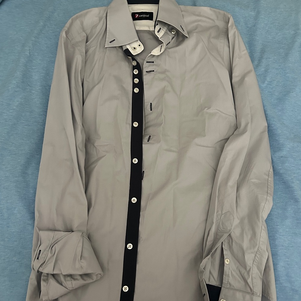 Men's Gray Casual Button Down Shirt